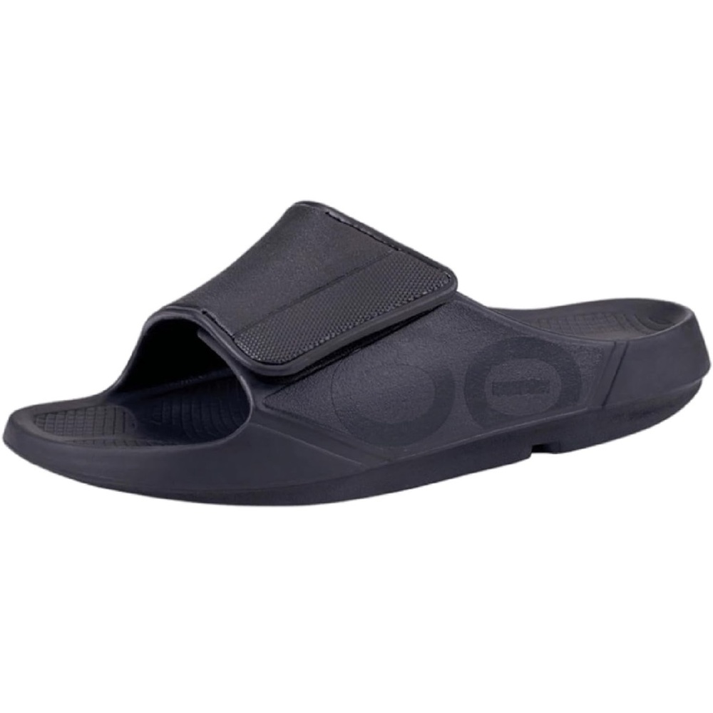 OOFOS Mens Black Recovery Slide Sandals